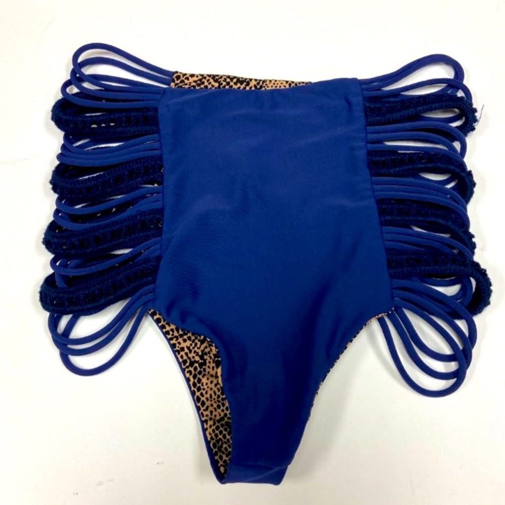 Acacia Swimwear Blue and Tan Bikini Bottom